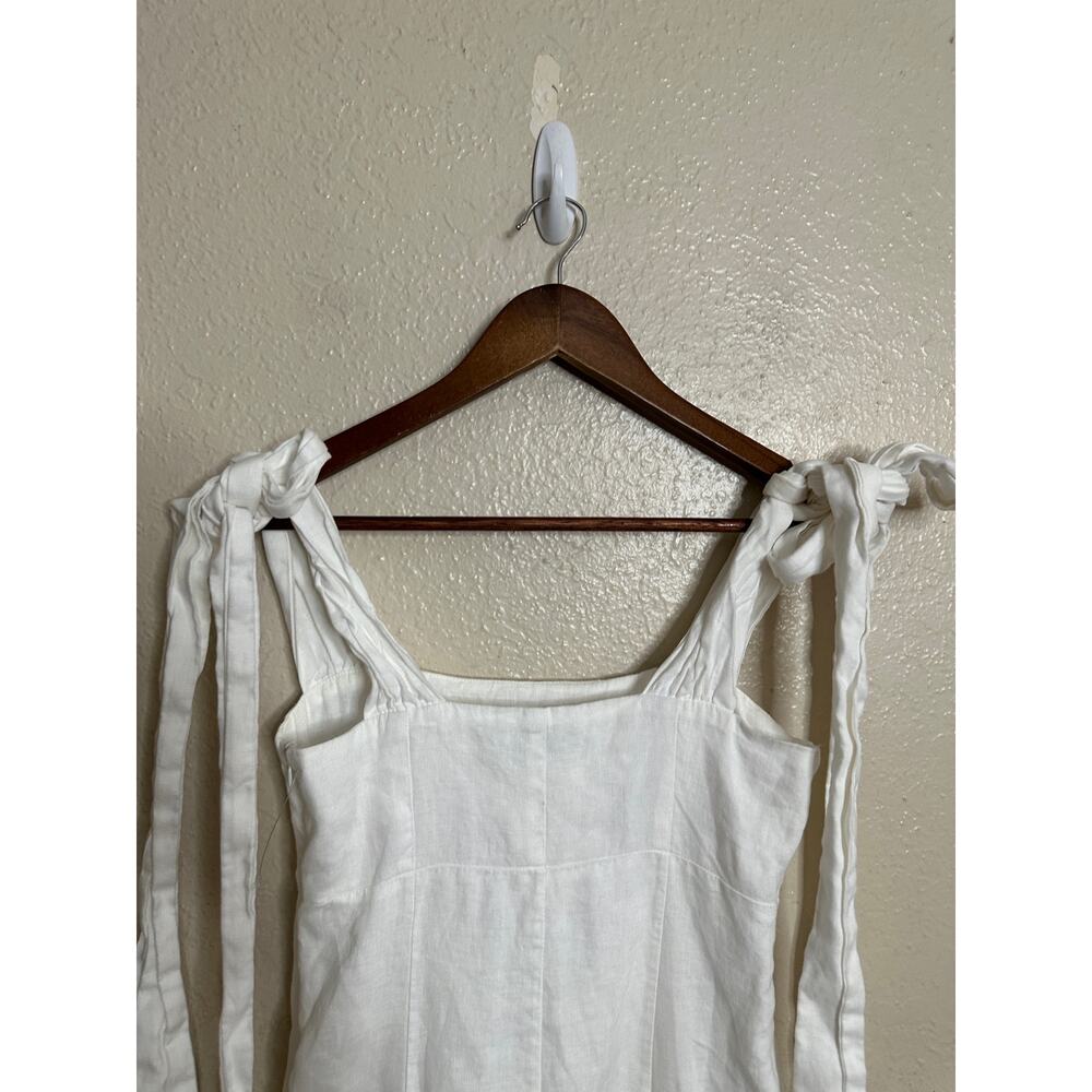 DISSH Aisle White Linen Bow Midi Dress size US6 Square Neck Tie Shoulder - Picture 13 of 13